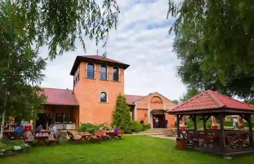 Hotel Ognisty Ptak - ხედი შენობასა და ტბაზე